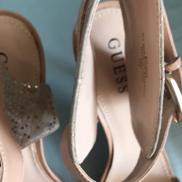 Guess nude color stiletto high heel ankle strap shoes size 8.5 glam sexy party - Picture 4 of 15